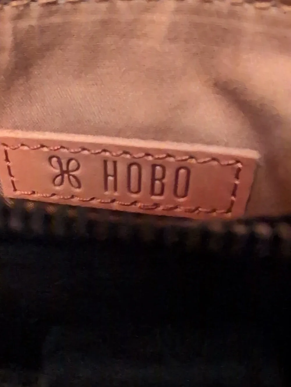 HOBO Black Pebbled Leather Crossbody Phone Pouch with Navy Strap